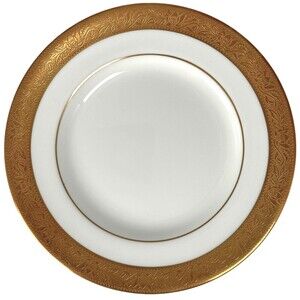 Wedgwood Ascot 6" Bread Side Plate Bone China England White Gold Patterned Trim